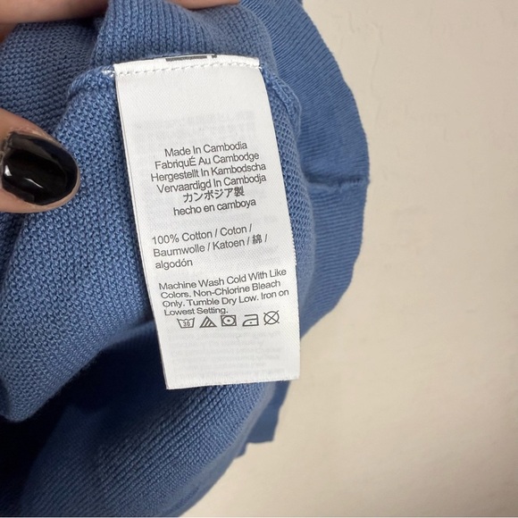 J. CREW Knit Cotton Crewneck Sweater Garter Stitch H6060 Pullover Admiral Blue - Picture 6 of 7